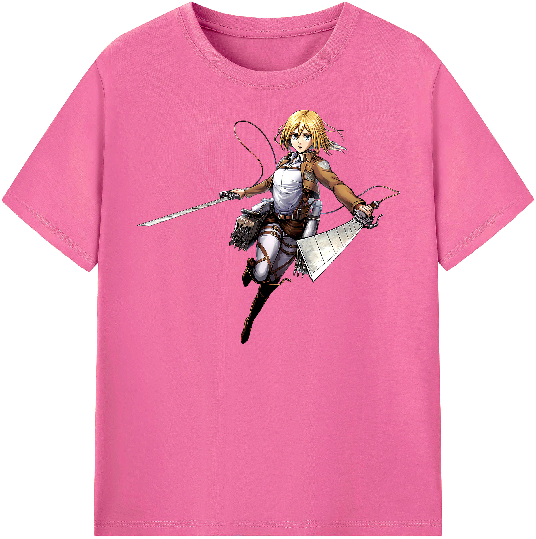 （画像用） 進撃の巨人 クリスタ·レンズ Attack on Titan Christa Lenz レディースカジュアルプリントTシャツ（綿100％）